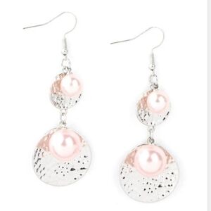 Pearl Dive Pink Earrings Pearly Paparazzi Silver and Pink Dangle Earrings